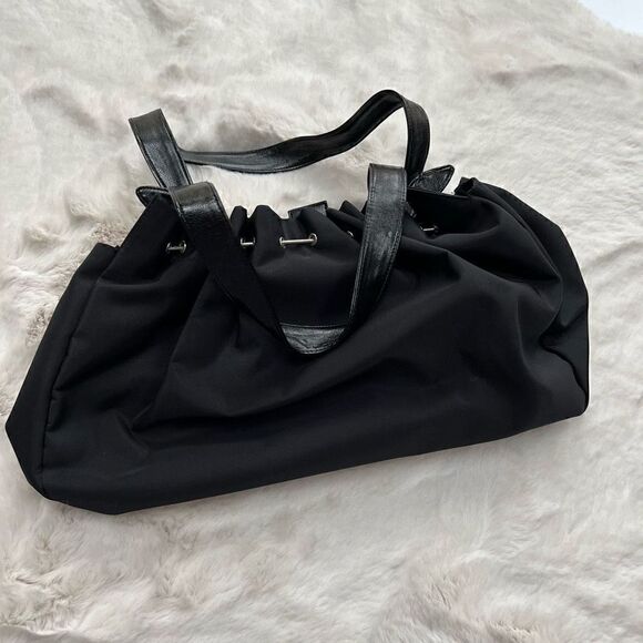 NWOT Vintage Y2K Black Nylon Slouch Big Size Handbag Purse Shoulder bag - Picture 6 of 13
